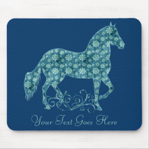 Paso Fino Horse Teal Grunge Floral Mouse Mat