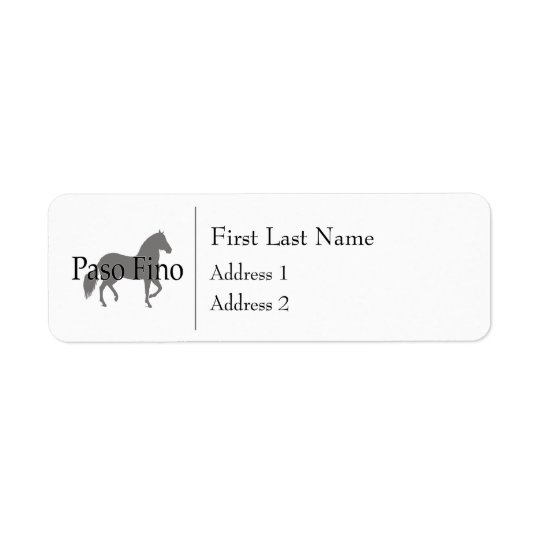 Paso Fino Silhouette Text 1 Return Address Label