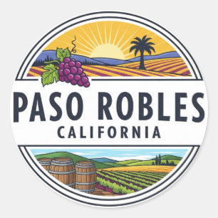 Paso Robles California Central Coast Classic Round Sticker