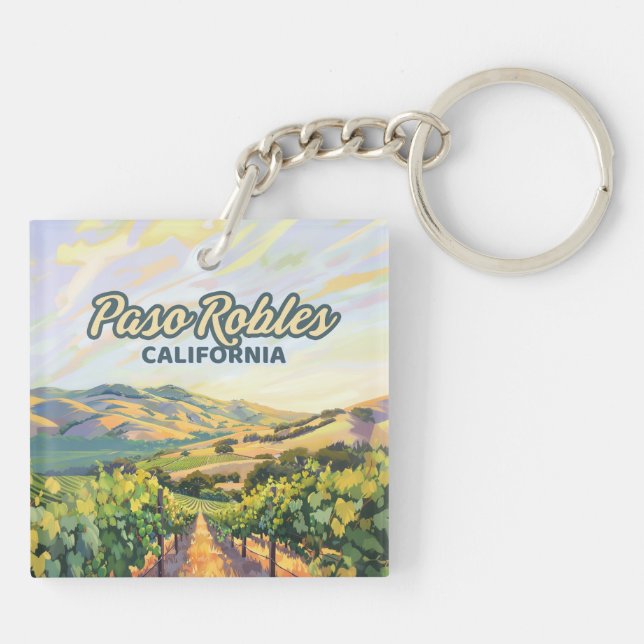 Paso Robles California Vineyard Central Coast Key Ring (Back)