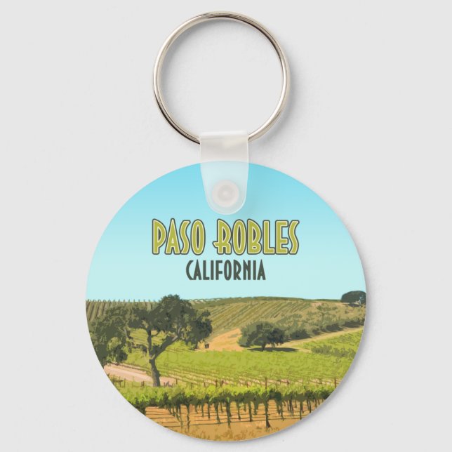 Paso Robles California Vineyard Vintage Key Ring (Front)
