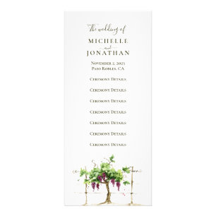 Paso Robles Vineyard Wedding Ceremony Program Rack Card