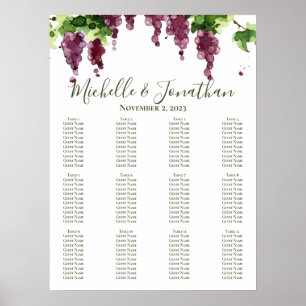 Paso Robles Vineyard Winery Wedding Seating Chart