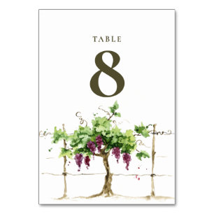 Paso Robles Vineyard Winery Wedding Table Number