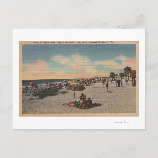 Pass-a-Grille Beach, Florida - Sunbathers on Postcard (Front)