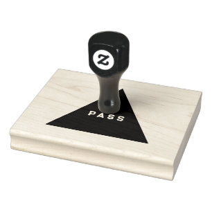 PASS Custom Text  Emerald Green Ink Wooden Grip Rubber Stamp