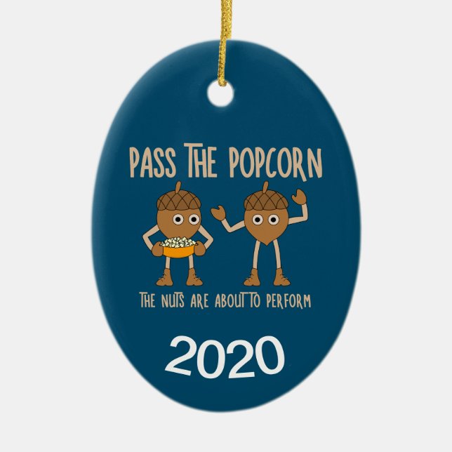 Pass Popcorn Nuts Ceramic Tree Decoration (Front)