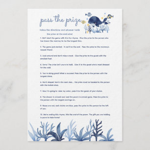 Pass Prize Baby Shower Game Under the Sea Whale Invitation