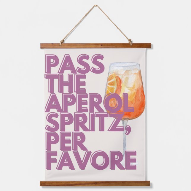 Pass the Aperol Spritz Print | Italian Cocktail Hanging Tapestry (Front)