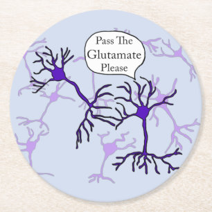 Pass The Glutamate Neuron Round Paper Coaster
