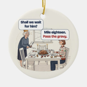 Pass the Gravy Personalized Funny Runner Christmas Ceramic Tree Decoration