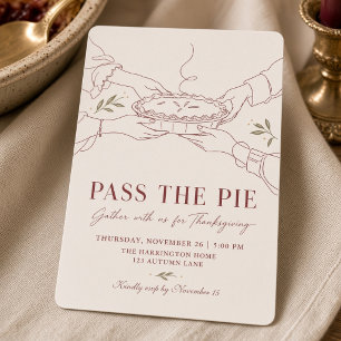 Pass The Pie Coquette Line Art Thanksgiving Invitation