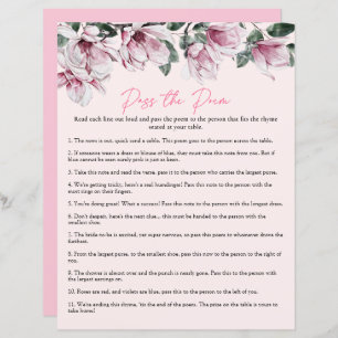 Pass the Poem Pink Floral Bridal Shower Game