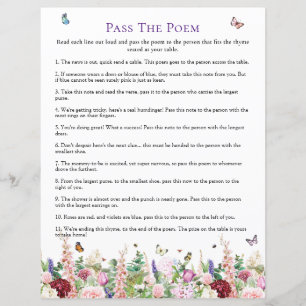 Pass The Poem   Pink Purple Floral Baby Shower