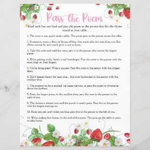 Pass the Poem   Strawberry Berry Sweet Baby Shower