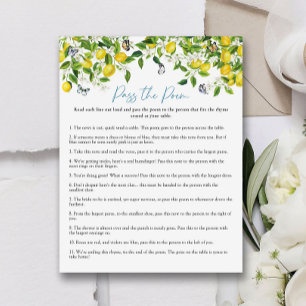 Pass the Poem   Summer Lemon Bridal Shower Game 