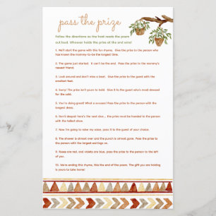Pass the prize baby shower game Boho Rainbow