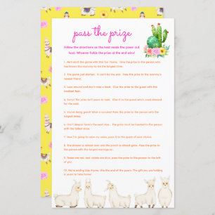 Pass the Prize Baby Shower Game - Colourful Llama