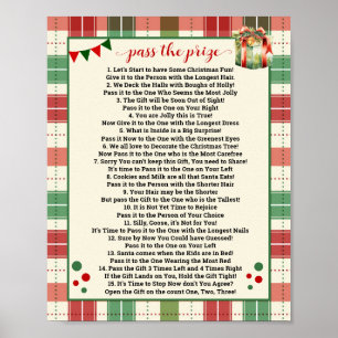 Pass the Prize Poem Christmas Game Plaid Sign