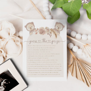 Pass the Prize Twins Teddy Bear Baby Shower Game