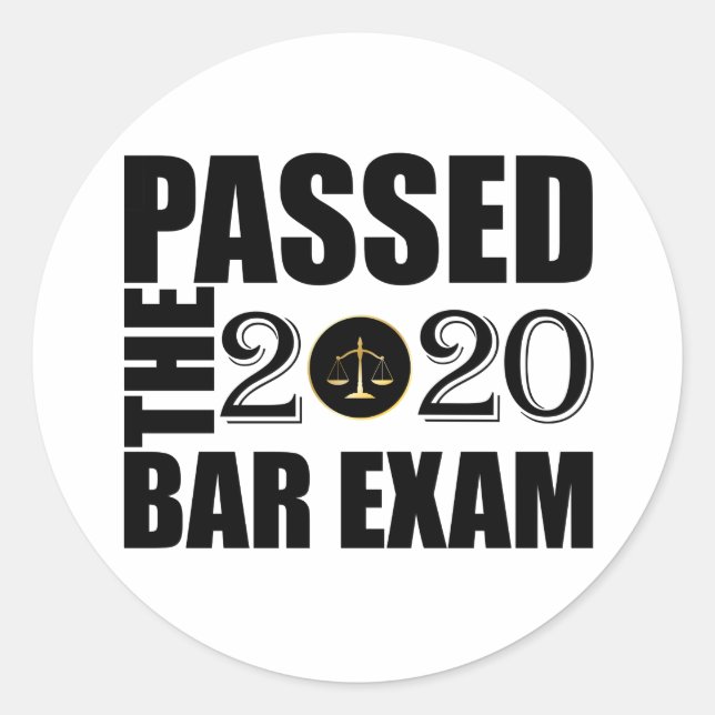 Passed the 2020 Bar Exam Classic Round Sticker (Front)