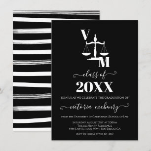 Passed the Bar Law School Black and White Invitation