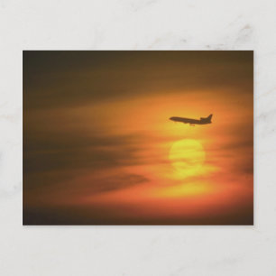 Passenger jet at sunset, on route to Frankfurt, Ge Postcard