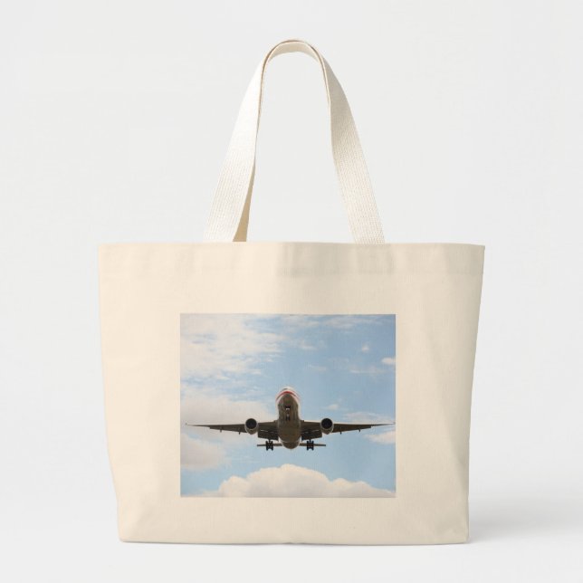 Passenger Plane Large Tote Bag (Front)