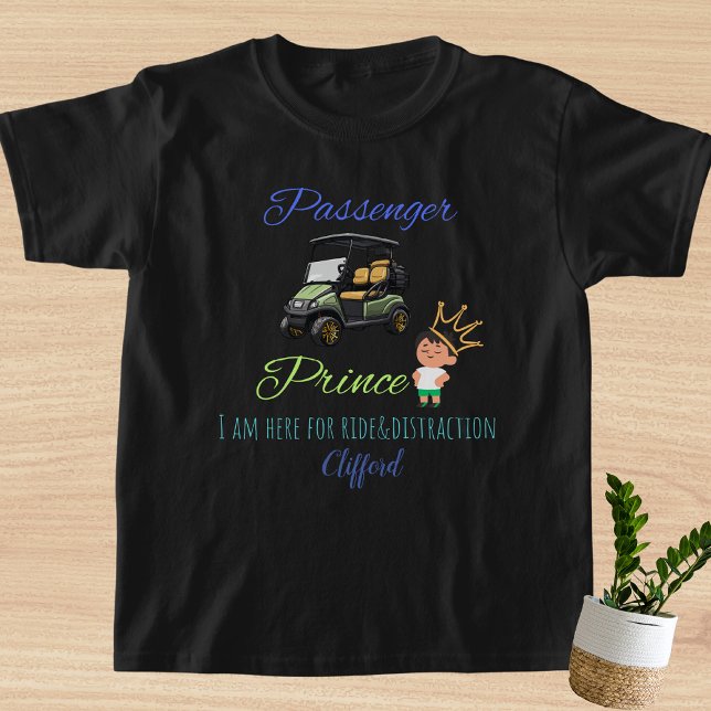 "Passenger Prince" personalised kid boy golf theme T-Shirt (Creator Uploaded)