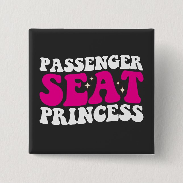 Passenger Seat Princess Girl Car Groovy Retro 15 Cm Square Badge (Front)