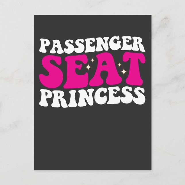 Passenger Seat Princess Girl Car Groovy Retro Invitation Postcard (Front)