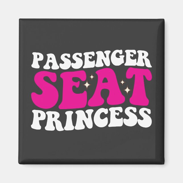 Passenger Seat Princess Girl Car Groovy Retro Magnet (Front)