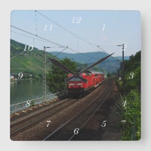 passenger train square wall clock
