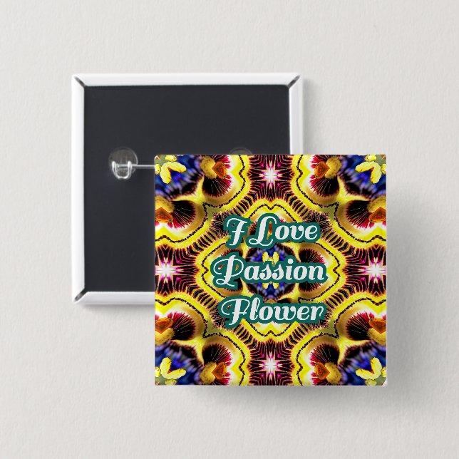 Passiflora Caerulea Pattern 15 Cm Square Badge (Front & Back)