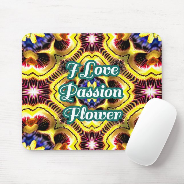 Passiflora Caerulea Pattern Mouse Mat (With Mouse)