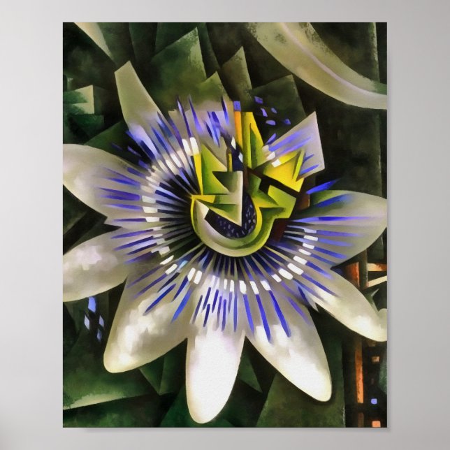 Passiflora Passion Flower In Geometric Art Style Poster (Front)