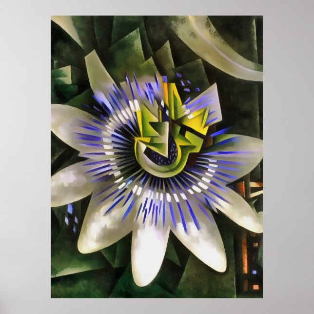Passiflora Passion Flower In Geometric Art Style Poster (Front)