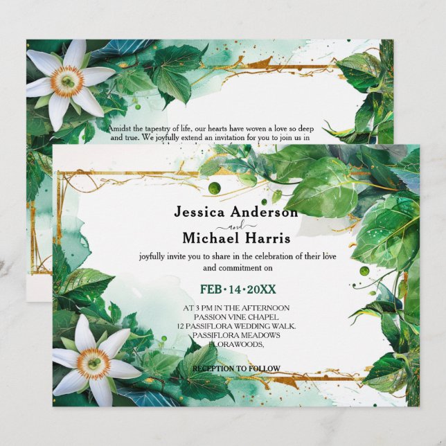💍 Passiflora Serenity Invitation (Front/Back)