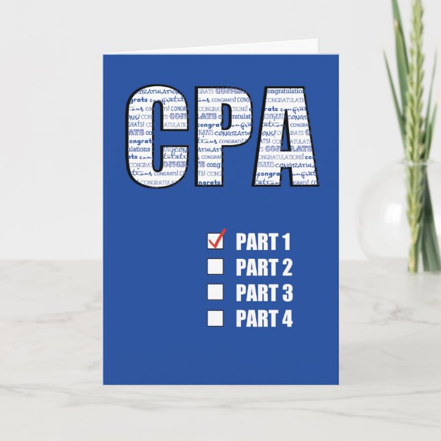 Passing 1 Part CPA Congratulations, CPA, Blue Card (Front)