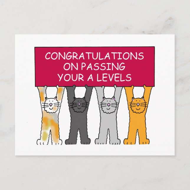 Passing A levels Congratulations Postcard (Front)
