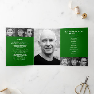 Passing of a legend Funeral service green 12 photo Tri-Fold Programme
