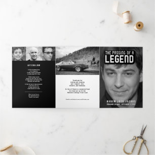 Passing of a legend Funeral service mono 12 photo Tri-Fold Programme