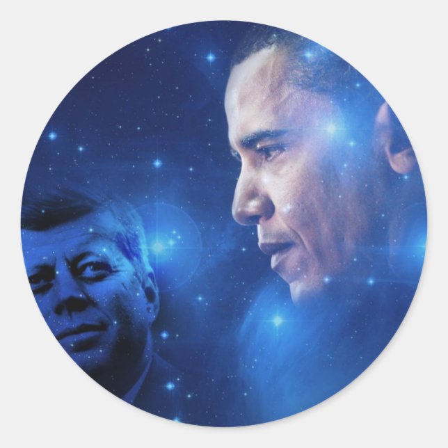 Passing of the Torch, John F. Kennedy Barack Obama Classic Round Sticker (Front)