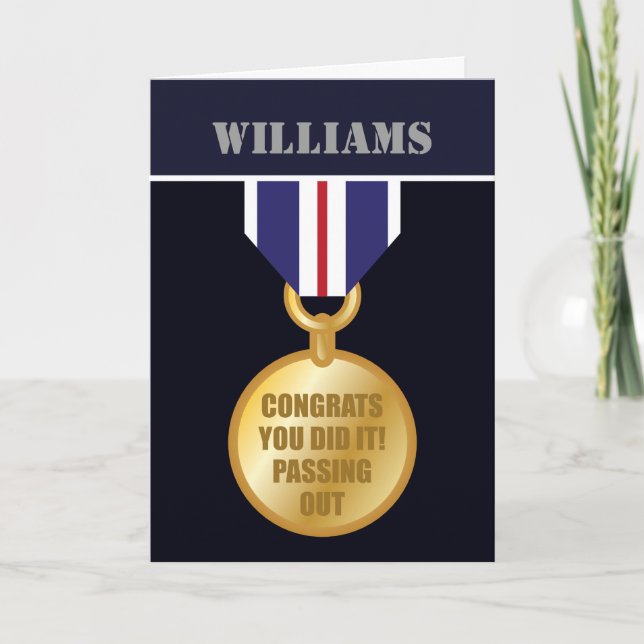 Passing Out Parade, British Naval Medal Congrats Card (Front)