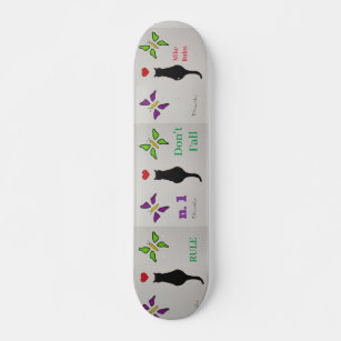 Passion Black Cat with Red Heart & Butterflies Skateboard