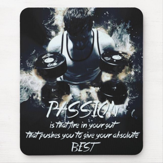 PASSION - Bodybuilding Workout Motivational Mouse Mat (Front)