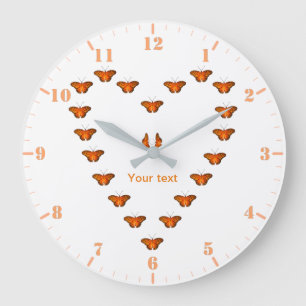 Passion butterflies in heart shape dance large clock