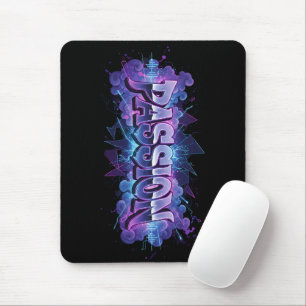 Passion Cyberpunk Typography – Vibrant Modern Word Mouse Mat