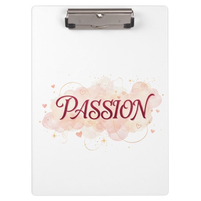 PASSION – Elegant Romantic Typography with Soft He Clipboard (Front)