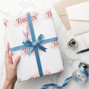 PASSION – Elegant Romantic Typography with Soft He Wrapping Paper
